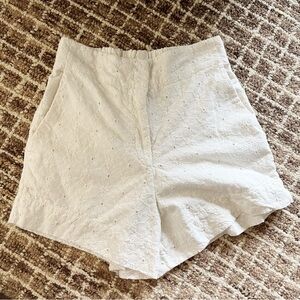RHODE Floral Guipure Lace High Waist Cotton Shorts White XS
